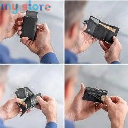 Pop-up Slim RFID Card Holder for Men Minimalist Leather Credit Card Wallet with Coin Purse and Cash Slot Travel Small Purse [pro