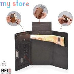 Pop-up Slim RFID Card Holder for Men Minimalist Leather Credit Card Wallet with Coin Purse and Cash Slot Travel Small Purse [pro
