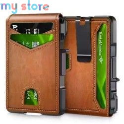 RFID Blocking Mens Wallet | Minimalist Slim Smart Pop-Up Card Holder, Metal Credit Card Wallet with Money Clip for Men [product.