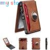 Men's Slim Leather Wallet RFID Blocking Minimalist Bifold with Pop up Aluminum Case Money Clip And Credit Card Holder [product.b