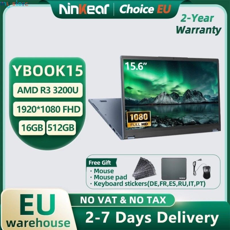 Ninkear YBOOK15 Laptop AMD Ryzen 3 3200U 15.6 Inch 360° Flip FHD IPS 1920*1080 Touchscreen 16G 512GB Backlit Keyboard Windows 11