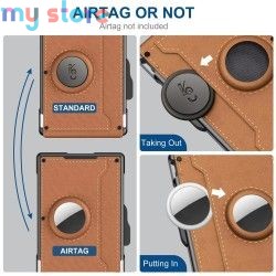 Men's Slim Leather Wallet RFID Blocking Minimalist Bifold with Pop up Aluminum Case Money Clip And Credit Card Holder [product.b