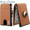 Men's Slim Leather Wallet RFID Blocking Minimalist Bifold with Pop up Aluminum Case Money Clip And Credit Card Holder [product.b