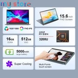 Ninkear YBOOK15 Laptop AMD Ryzen 3 3200U 15.6 Inch 360° Flip FHD IPS 1920*1080 Touchscreen 16G 512GB Backlit Keyboard Windows 11