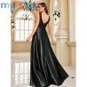 Elegant Sequins Evening Dress For Women 2024 Deep V-neck Satin Prom Party Green Dress Floor Length Blue Formal Gowns [product.br