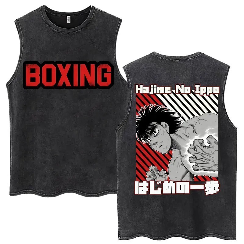 Hot Anime Hajime No Ippo Kamogawa Boxing Gym Washed Tops Men Makunouch
