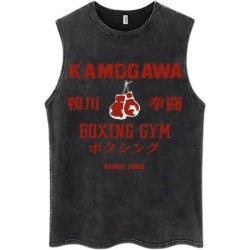 Hot Anime Hajime No Ippo Kamogawa Boxing Gym Washed Tops Men Makunouch