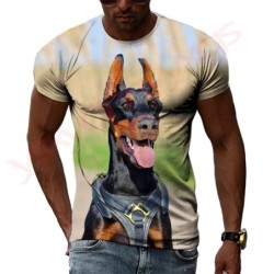 New Tide Summer Fashion Doberman Picture T-shirts Casual Print Tees Hi