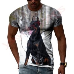 New Tide Summer Fashion Doberman Picture T-shirts Casual Print Tees Hi
