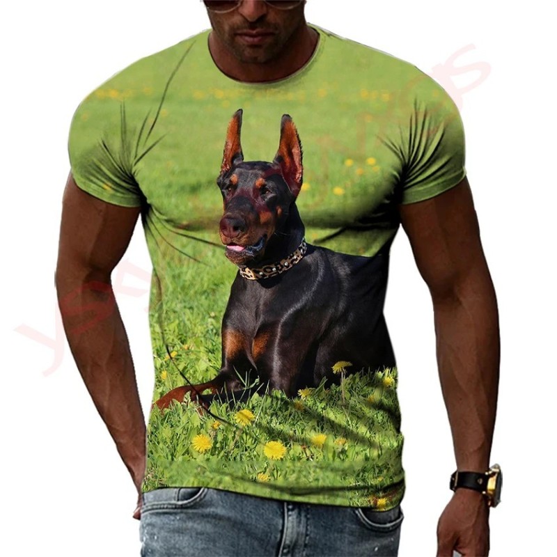 New Tide Summer Fashion Doberman Picture T-shirts Casual Print Tees Hi