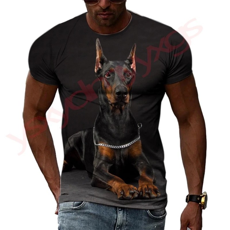 New Tide Summer Fashion Doberman Picture T-shirts Casual Print Tees Hi
