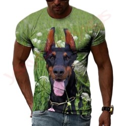 New Tide Summer Fashion Doberman Picture T-shirts Casual Print Tees Hi