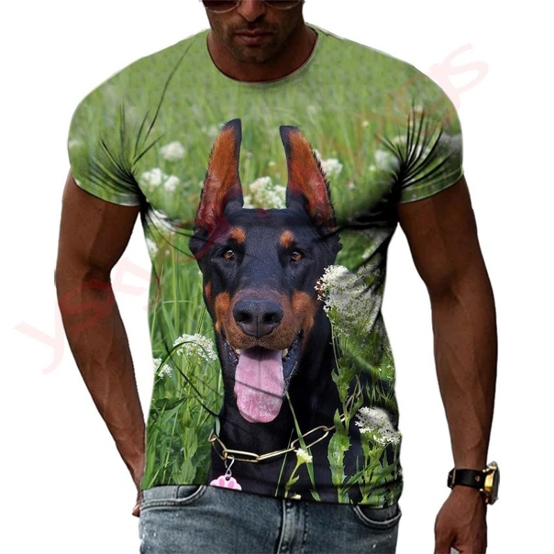 New Tide Summer Fashion Doberman Picture T-shirts Casual Print Tees Hi