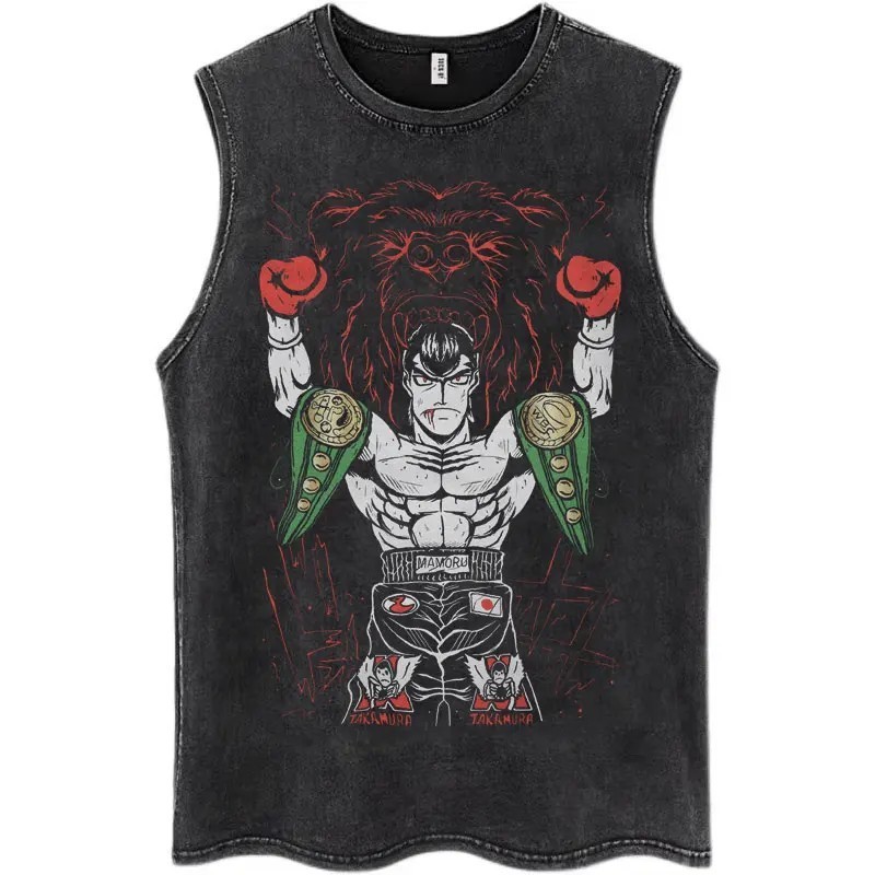 Hot Anime Hajime No Ippo Kamogawa Boxing Gym Washed Tops Men Makunouch
