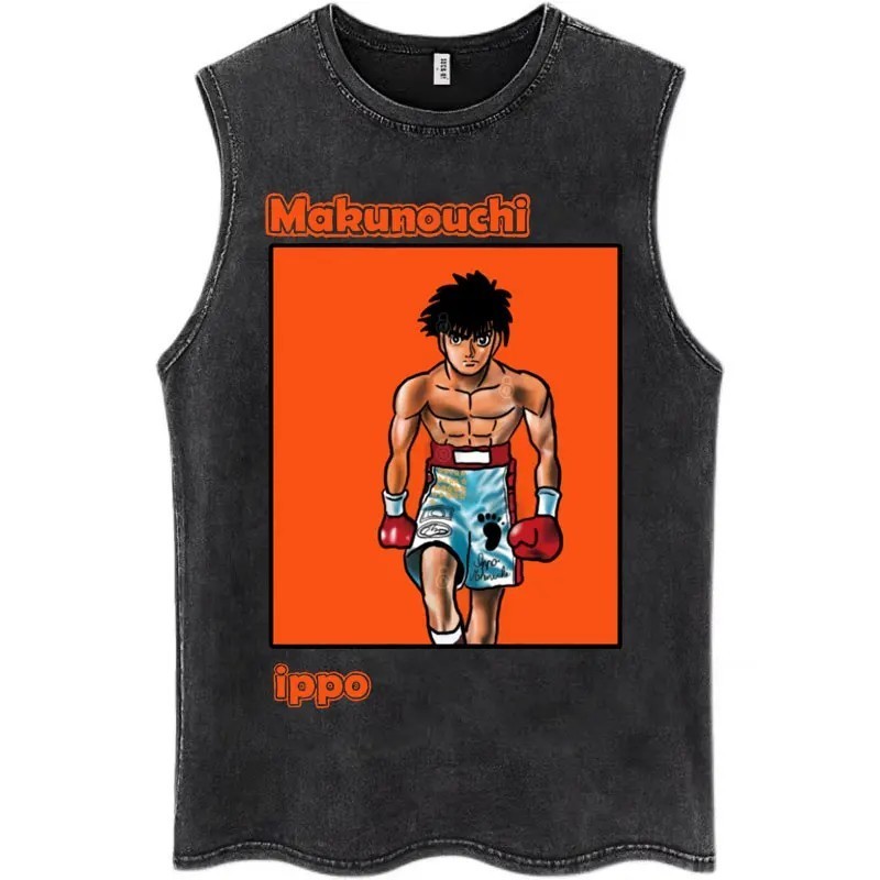 Hot Anime Hajime No Ippo Kamogawa Boxing Gym Washed Tops Men Makunouch