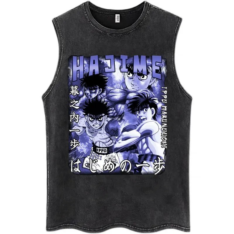 Hot Anime Hajime No Ippo Kamogawa Boxing Gym Washed Tops Men Makunouch