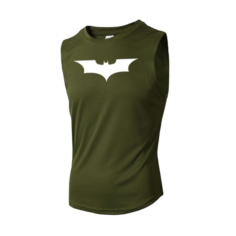 Bat Printed Men's Loose Sleeveless T-shirt Autumn inner wear Running T