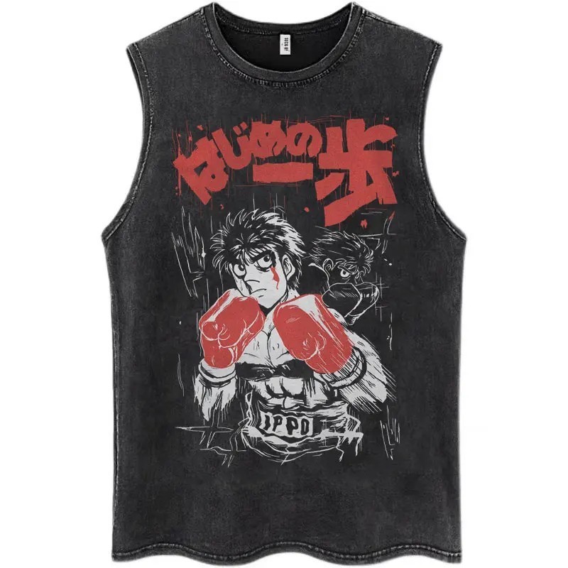 Hot Anime Hajime No Ippo Kamogawa Boxing Gym Washed Tops Men Makunouch