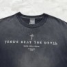 Jesus Beat The Devil Cross Print Tank Top Men Women Splashed Ink Saint