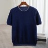 Men's T-shirt 2024 Summer New Knitted Tank Top Fashion Color Block Rou