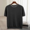 Men's T-shirt 2024 Summer New Knitted Tank Top Fashion Color Block Rou