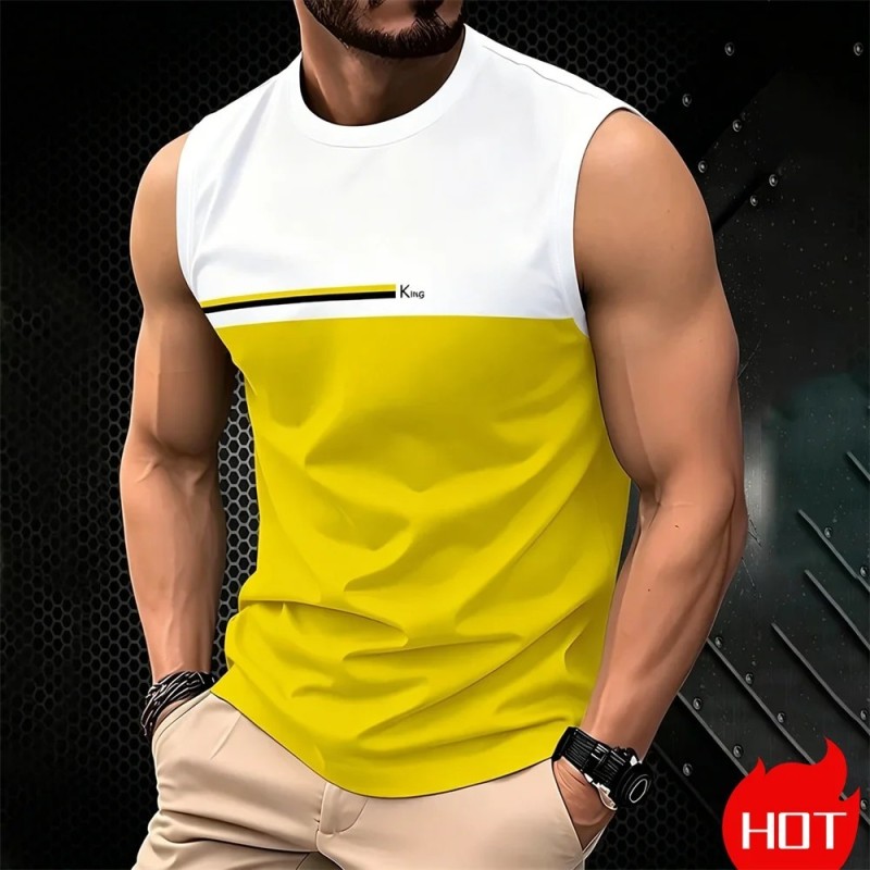 Summer Men's Casual sleeveless T-shirt Plus Size Simple O-Neck tank to