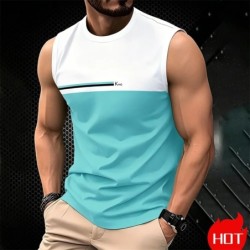 Summer Men's Casual sleeveless T-shirt Plus Size Simple O-Neck tank to