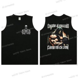 Cool Skeleton Calacas Chidas Gym Print Tank Top for Men Summer Cotton 