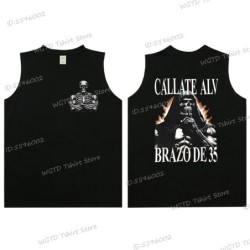 Cool Skeleton Calacas Chidas Gym Print Tank Top for Men Summer Cotton 