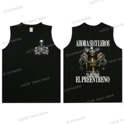 Cool Skeleton Calacas Chidas Gym Print Tank Top for Men Summer Cotton 