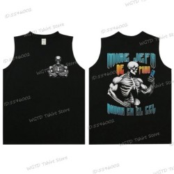 Cool Skeleton Calacas Chidas Gym Print Tank Top for Men Summer Cotton 