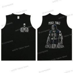 Cool Skeleton Calacas Chidas Gym Print Tank Top for Men Summer Cotton 