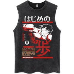 Hot Anime Hajime No Ippo Kamogawa Boxing Gym Washed Tops Men Makunouch