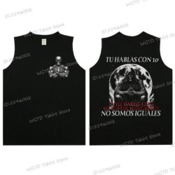 Cool Skeleton Calacas Chidas Gym Print Tank Top for Men Summer Cotton 