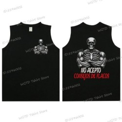 Cool Skeleton Calacas Chidas Gym Print Tank Top for Men Summer Cotton 