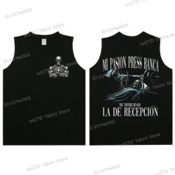 Cool Skeleton Calacas Chidas Gym Print Tank Top for Men Summer Cotton 