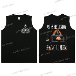 Cool Skeleton Calacas Chidas Gym Print Tank Top for Men Summer Cotton 
