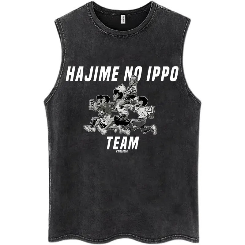 Hot Anime Hajime No Ippo Kamogawa Boxing Gym Washed Tops Men Makunouch