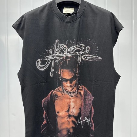 2026 New Cactus Jack Men's American Streetwear Print Tank Top Loose Fi
