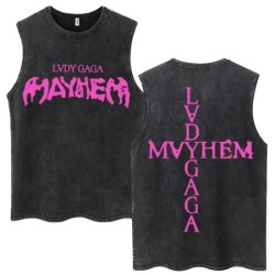 Lady Gaga The Mayhem Ball Tour 2025 Wash Tank Tops Fashion Men Women H