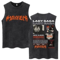 Lady Gaga The Mayhem Ball Tour 2025 Wash Tank Tops Fashion Men Women H