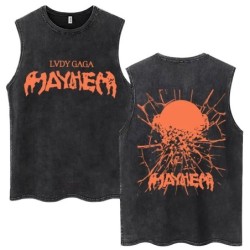 Lady Gaga The Mayhem Ball Tour 2025 Wash Tank Tops Fashion Men Women H