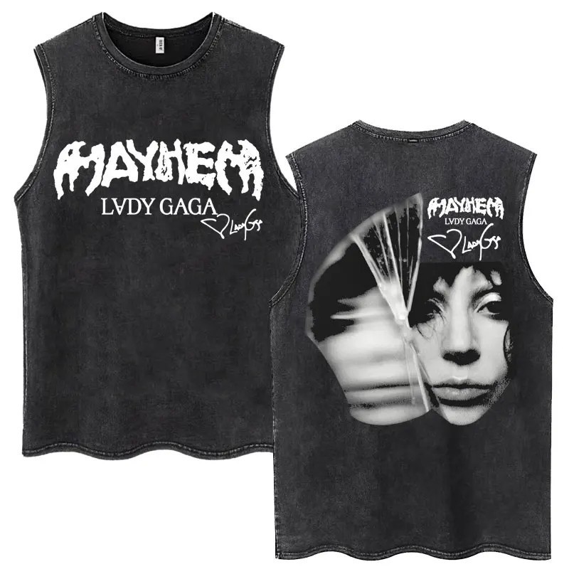 Lady Gaga The Mayhem Ball Tour 2025 Wash Tank Tops Fashion Men Women H
