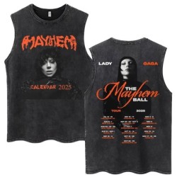 Lady Gaga The Mayhem Ball Tour 2025 Wash Tank Tops Fashion Men Women H