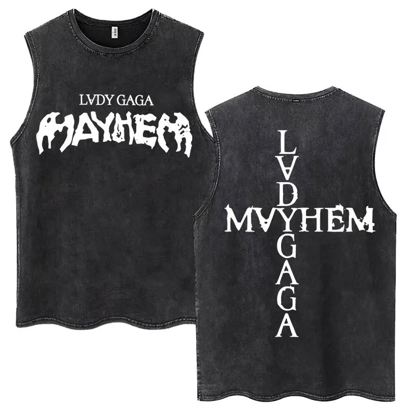 Lady Gaga The Mayhem Ball Tour 2025 Wash Tank Tops Fashion Men Women H