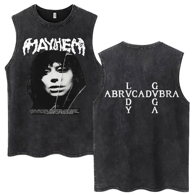 Lady Gaga The Mayhem Ball Tour 2025 Wash Tank Tops Fashion Men Women H