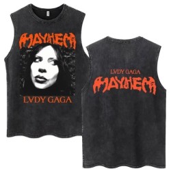 Lady Gaga The Mayhem Ball Tour 2025 Wash Tank Tops Fashion Men Women H