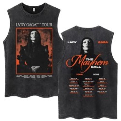Lady Gaga The Mayhem Ball Tour 2025 Wash Tank Tops Fashion Men Women H
