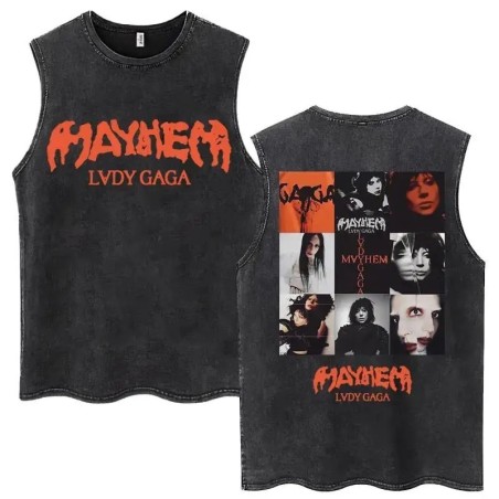Lady Gaga The Mayhem Ball Tour 2025 Wash Tank Tops Fashion Men Women H
