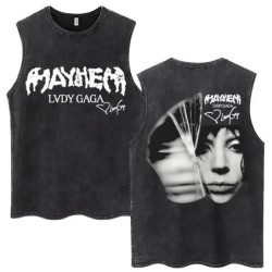Lady Gaga The Mayhem Ball Tour 2025 Wash Tank Tops Fashion Men Women H